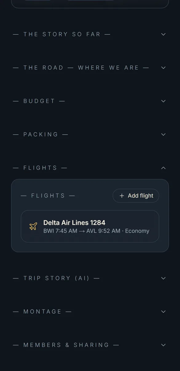 The trip's flights